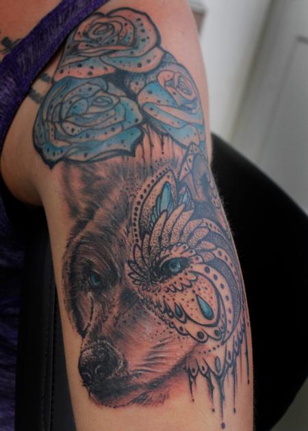 Tattoos - Mandala Wolf - 136101